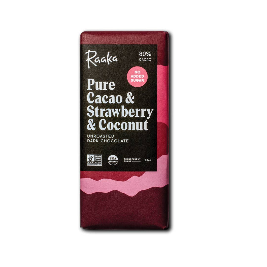 80% Pure Cacao & Strawberry & Coconut Chocolate Bar